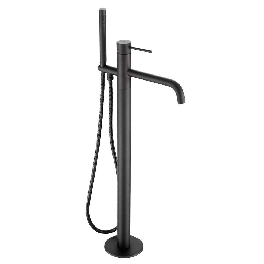 JTP Vos Freestanding matt black bath shower mixer with sleek modern design and durable brass construction