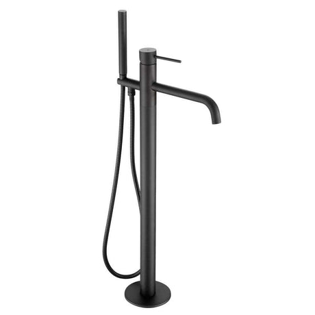 JTP Vos Freestanding matt black bath shower mixer with sleek modern design and durable brass construction