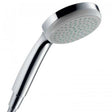 Hansgrohe Croma 100 hand shower with EcoSmart technology, chrome finish, and quick clean silicone nozzles designed for water efficiency and durability.