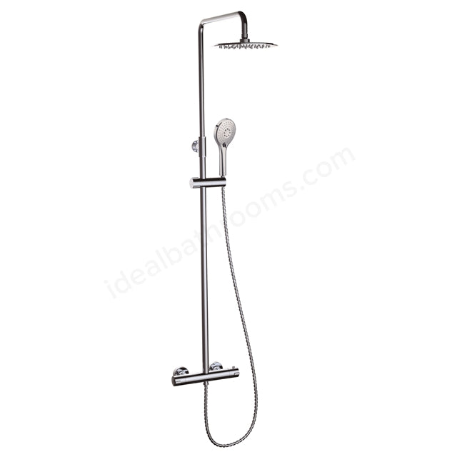 Oakham Clever Round Bar Shower Thermostatic With Fixed Head & Adjustable Handset - Chrome