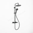 Oakham Clever Black Round Bar Shower Thermostatic With Fixed Head & Adjustable Handset