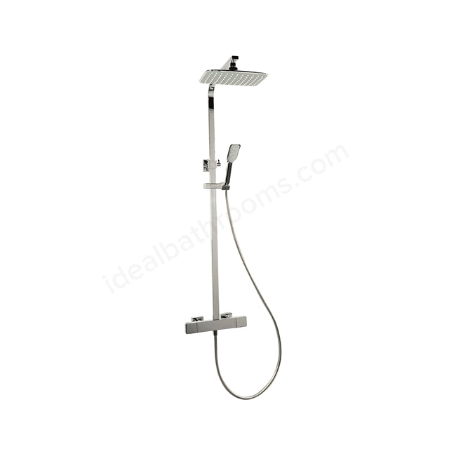 Oakham Nine Square Bar Shower Thermostatic With Fixed Head & Adjustable Handset - Chrome