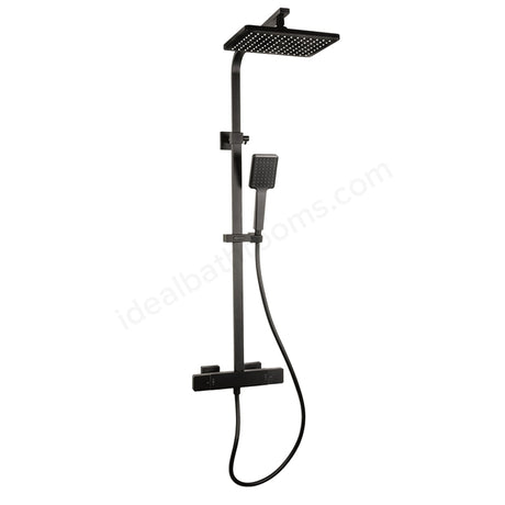 Oakham Nine Black Square Bar Shower Thermostatic With Fixed Head & Adjustable Handset