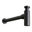 JTP Vos Basin matt black brass bottle trap with minimalist space-saving design for modern bathrooms