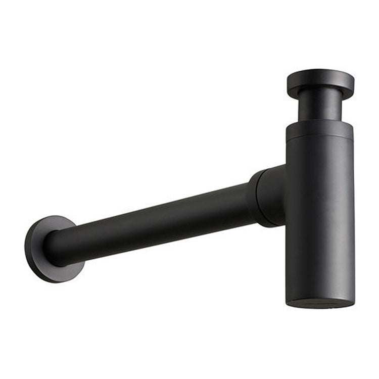 JTP Vos Basin matt black brass bottle trap with minimalist space-saving design for modern bathrooms