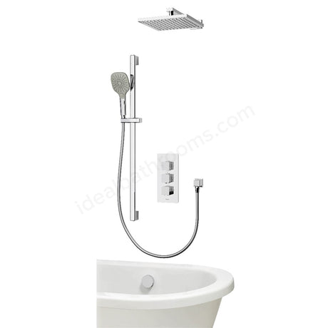 Aqualisa Dream Concealed Thermostatic Mixer Triple Outlet With Adj Kit Wall Fixed Head and Bath Fill Square - Chrome - DRMDCV3ADFWBTXSQ
