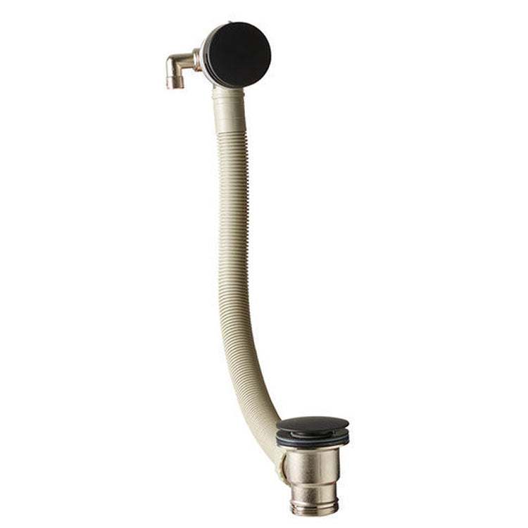 JTP Vos Click Clack matt black bath filler waste with click clack mechanism and flexible pipe
