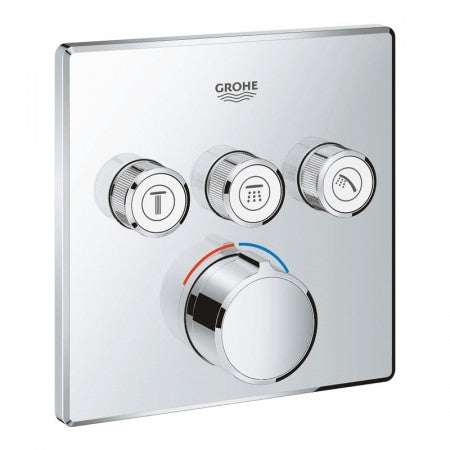 Grohe Grohtherm SmartControl Square Concealed Mixer Trimset 3 Valve - Chrome - 29149000