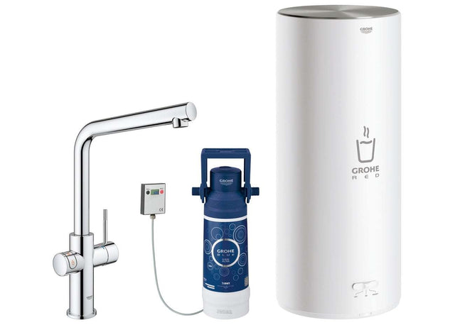 Grohe RED Duo L Instant Boiling Hot Water Kitchen Tap L-Spout Chrome -