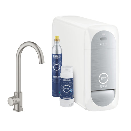 Grohe Blue Home C-spout Starter Kit With Mono Faucet - Supersteel - 31498DC1