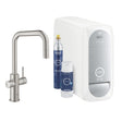 Grohe Blue Home U - spout Starter Kit With Pull - out Mousseur - Supersteel - 31543DC0 - TAP 'N' SHOWER