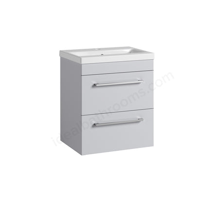 Oakham Montana Wall Hung Vanity Unit & 1 Tap Hole Basin 2 Drawer 500mm x 560mm - Light Grey
