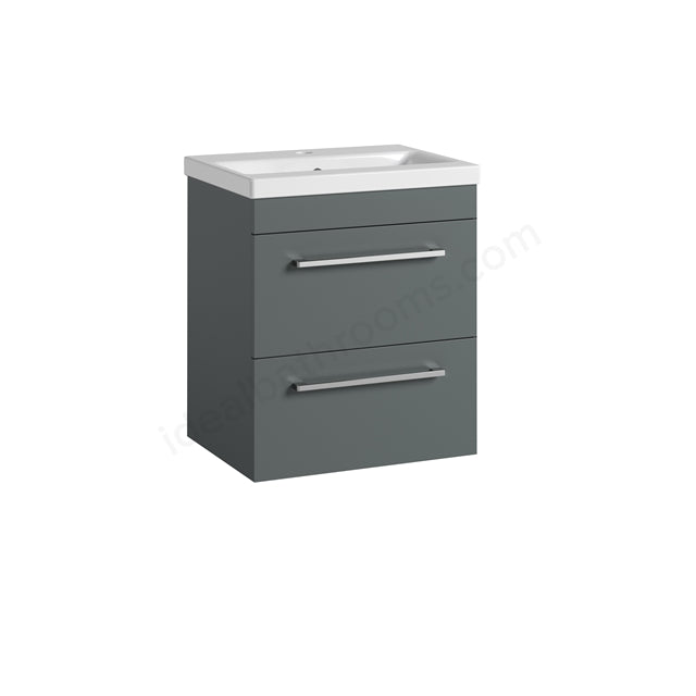 Oakham Montana Wall Hung Vanity Unit & 1 Tap Hole Basin 2 Drawer 500mm x 560mm - Forest Green