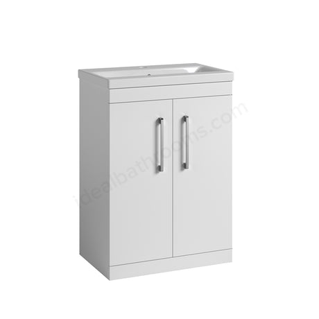Oakham Montana Floor Standing Vanity Unit & 1 Tap Hole Basin 2 Doors - 600mm x 820mm - Gloss White