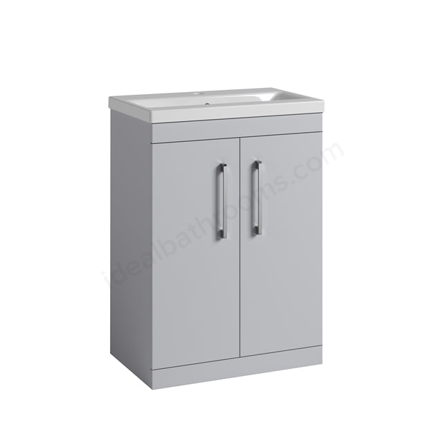 Oakham Montana Floor Standing Vanity Unit & 1 Tap Hole Basin 2 Doors - 600mm x 820mm - Light Grey