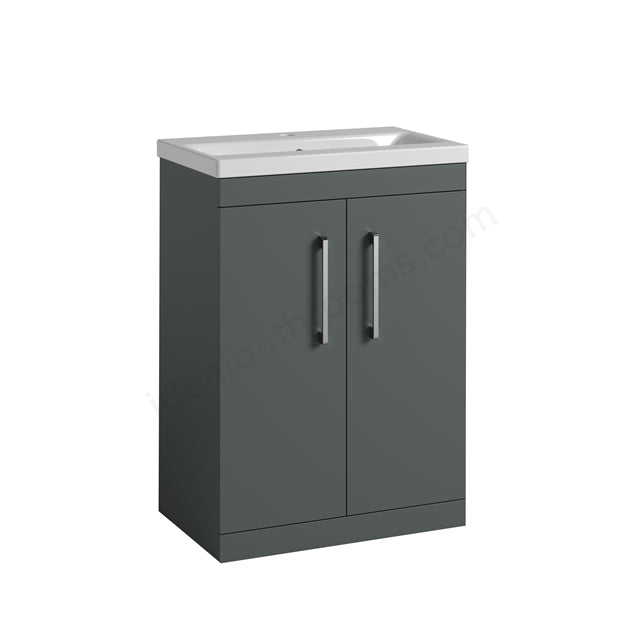 Oakham Montana Floor Standing Vanity Unit & 1 Tap Hole Basin 2 Doors - 600mm x 820mm - Forest Green
