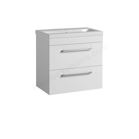 Oakham Montana Wall Hung Vanity Unit & 1 Tap Hole Basin 2 Drawers - 600mm x 560mm - Gloss White