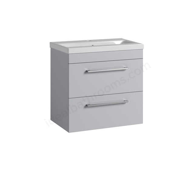 Oakham Montana Wall Hung Vanity Unit & 1 Tap Hole Basin 2 Drawers - 600mm x 560mm - Light Grey