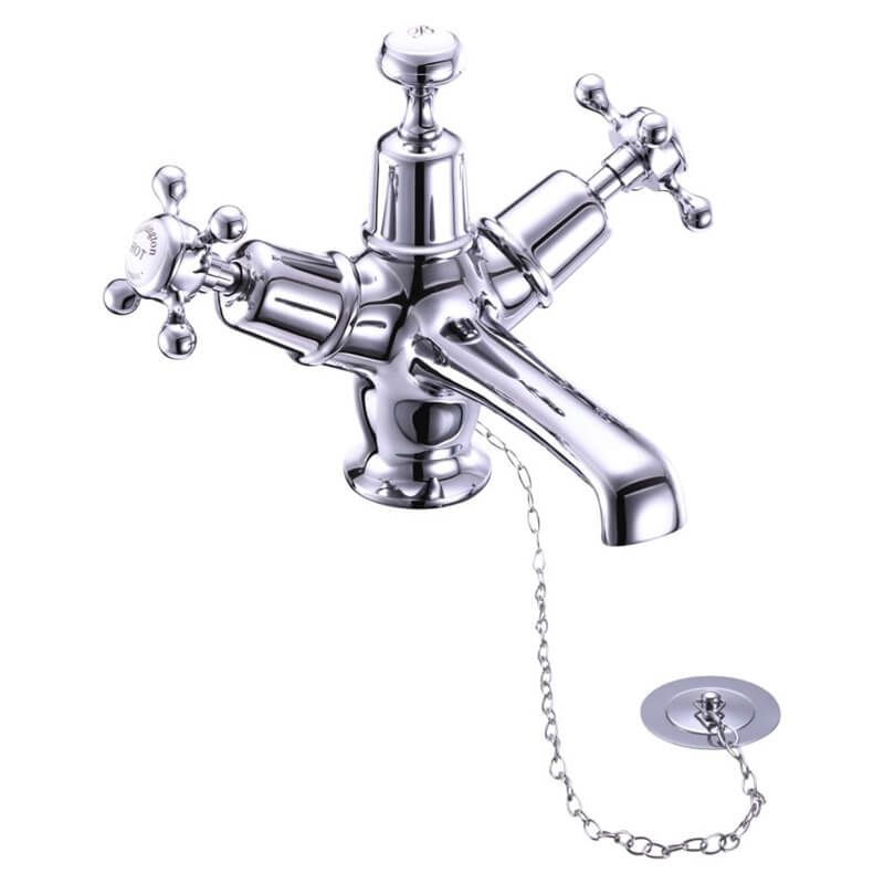 Burlington Claremont Chrome Monobloc Basin Mixer With Plug & Chain Waste - CL5