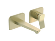 Wall mounted single lever brushed brass basin mixer with sleek modern design and water-saving aerator