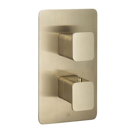 JTP Hix single outlet thermostatic concealed shower valve in brushed brass finish
