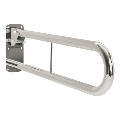 Bathex Professional Double Arm Hinged Support Rail w/ Toilet Roll Holder 760mm - Sateen Polish - 35110
