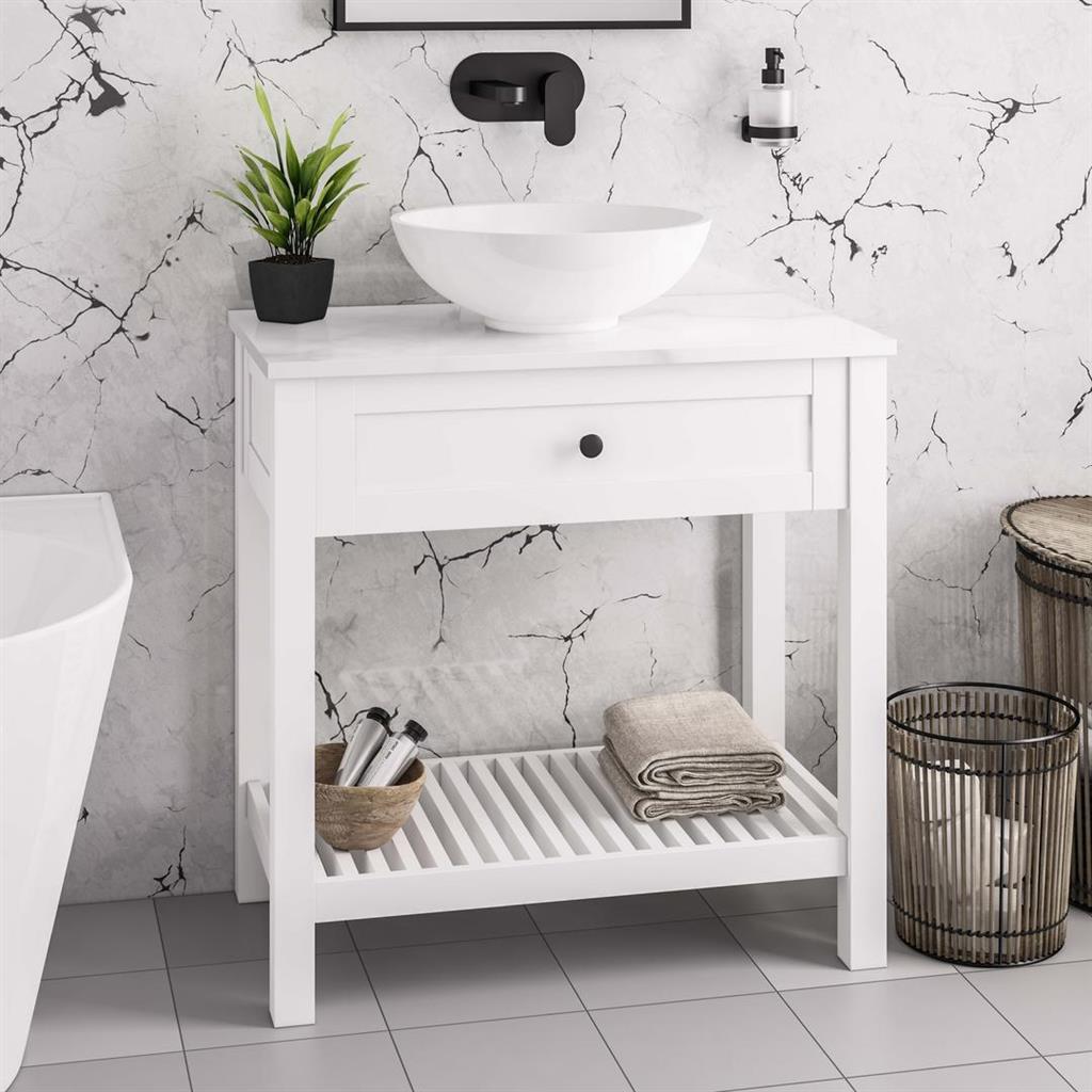 Eastbrook Hardwick Freestanding Washstand 800mm - Matt White - 36.2025 - TAP 'N' SHOWER