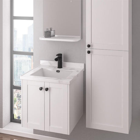 Eastbrook Hardwick Quartz Square Basin 600mm - White - 36.2037 - TAP 'N' SHOWER
