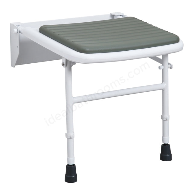 Bathex Professional Compact Padded Shower Seat with Stainless Steel Legs - White - 49950