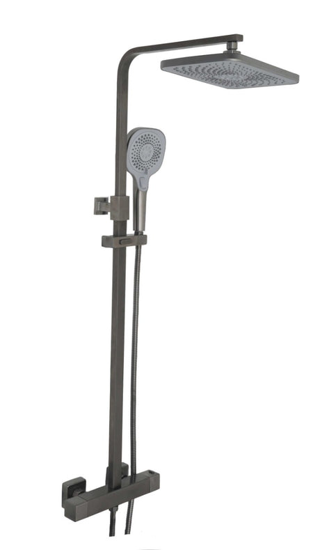 JTP HIX Thermostatic Bar Valve With 2 Outlets Adjustable Riser And Multifunction Shower Handle - Brushed Black  - 37819BBL
