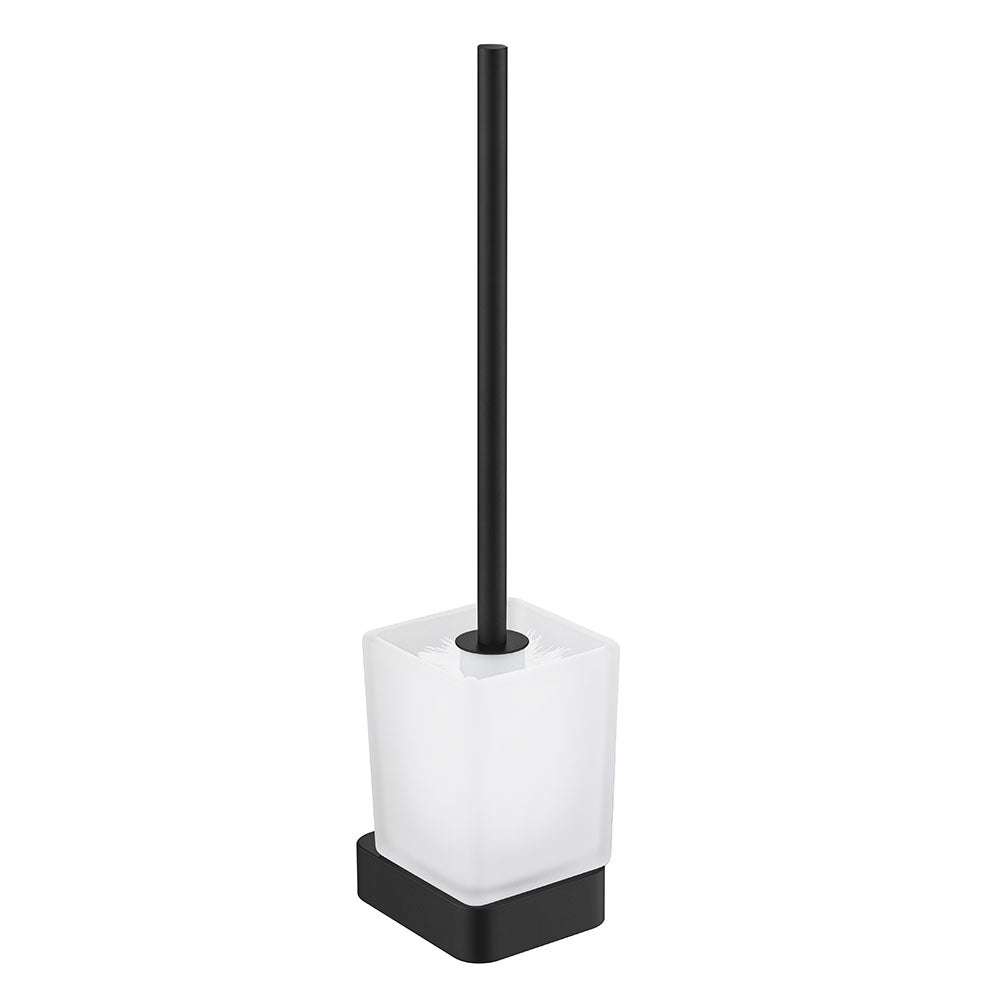 JTP Hix Toilet matt black brush and holder with durable construction and sleek minimalistic design