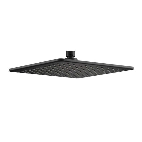 JTP Hix 250mm square matt black shower head with broad water coverage and modern design