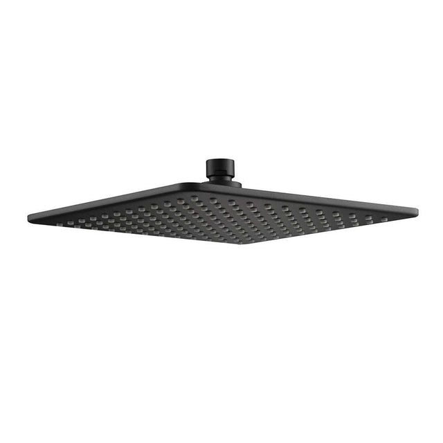 JTP Hix 250mm square matt black shower head with broad water coverage and modern design