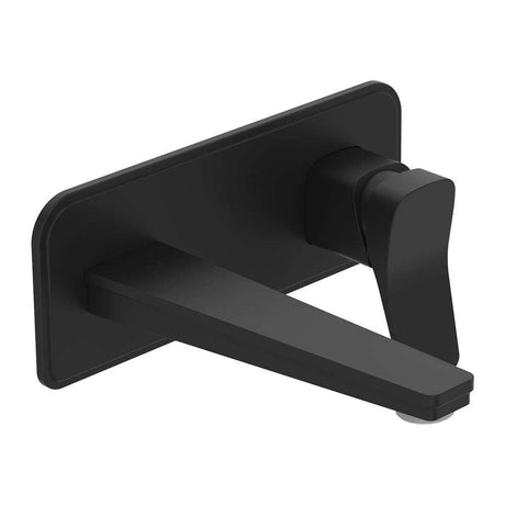 Wall mounted single lever matt black basin mixer with sleek modern design