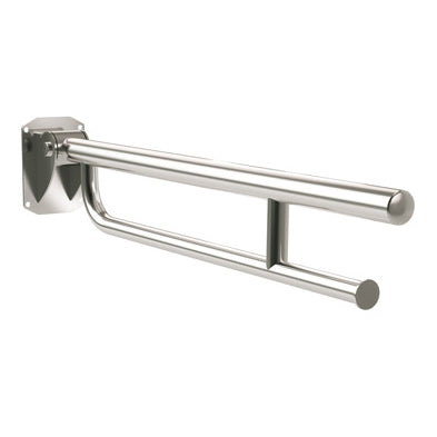 Bathex Friction Single Arm Concealed Stainless Steel Support Rail with Towel Rail & Toilet Roll Holder 800mm - Mirror Polished - 38340MP