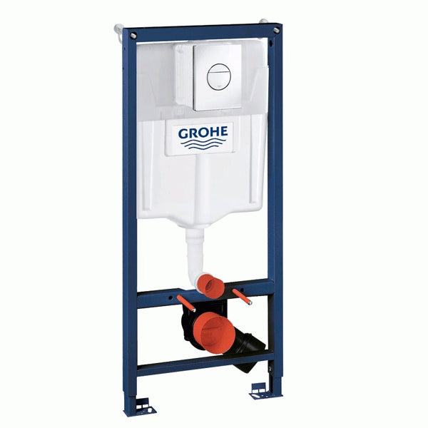 Grohe Rapid SL 3-in-1 WC toilet frame with Nova flushplate, cistern, and fixings, 1130mm high designed for easy wall-hung toilet installation