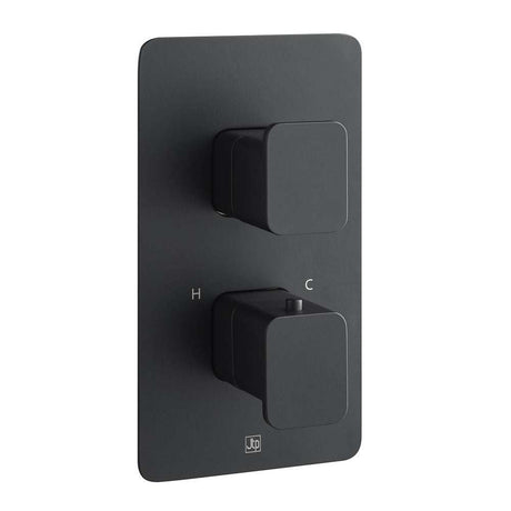 JTP Hix Twin Outlet thermostatic concealed matt black shower valve with dual controls