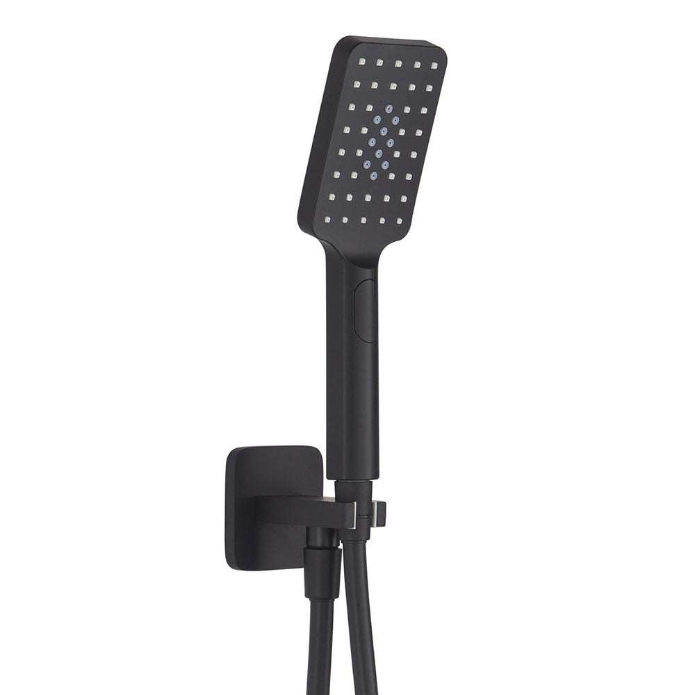 JTP Hix Outlet Elbow matt black hose and handset with parking bracket for bathroom shower