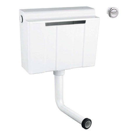 Grohe concealed flushing cistern with dual flush button and bottom water supply connection for efficient bathroom installation