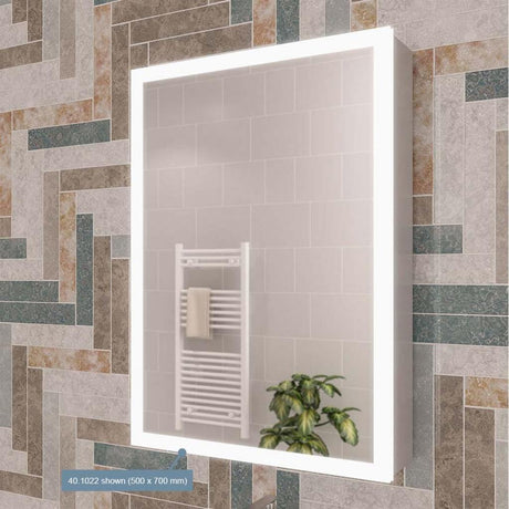Eastbrook Cassio 2 Door Mirror Cabinet with LED Lights and Sensor 600mm x 700mm - 40.1023 - TAP 'N' SHOWER