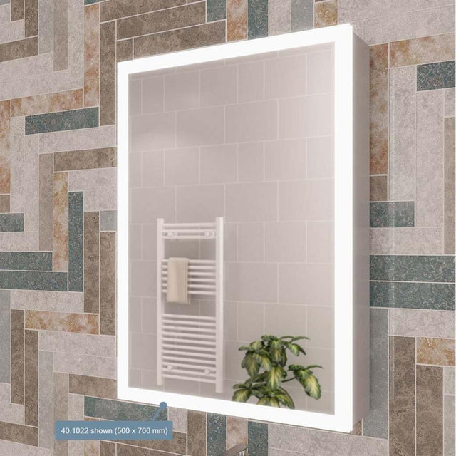 Eastbrook Cassio 2 Door Mirror Cabinet with LED Lights and Sensor 600mm x 700mm - 40.1023 - TAP 'N' SHOWER