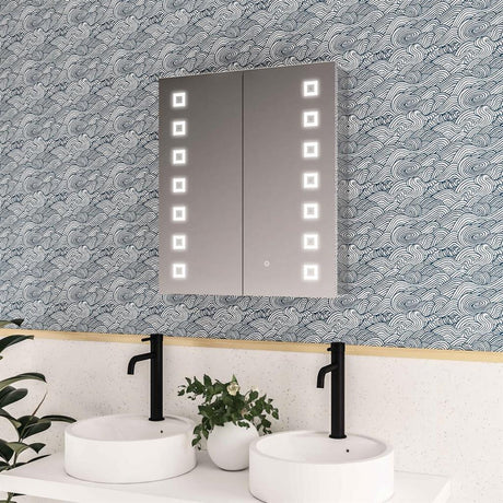 Eastbrook Chiana 2 Door LED Mirrored Cabinet 600mm x 700mm - 40.1036 - TAP 'N' SHOWER
