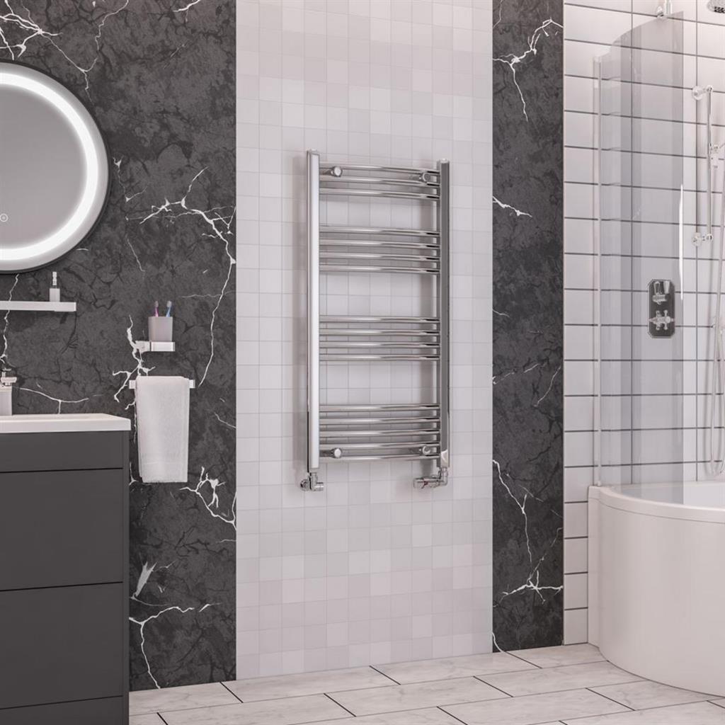 Eastbrook Wendover Curved Ladder Towel Radiator 1000mm x 500mm - Chrome - 41.0039 - TAP 'N' SHOWER