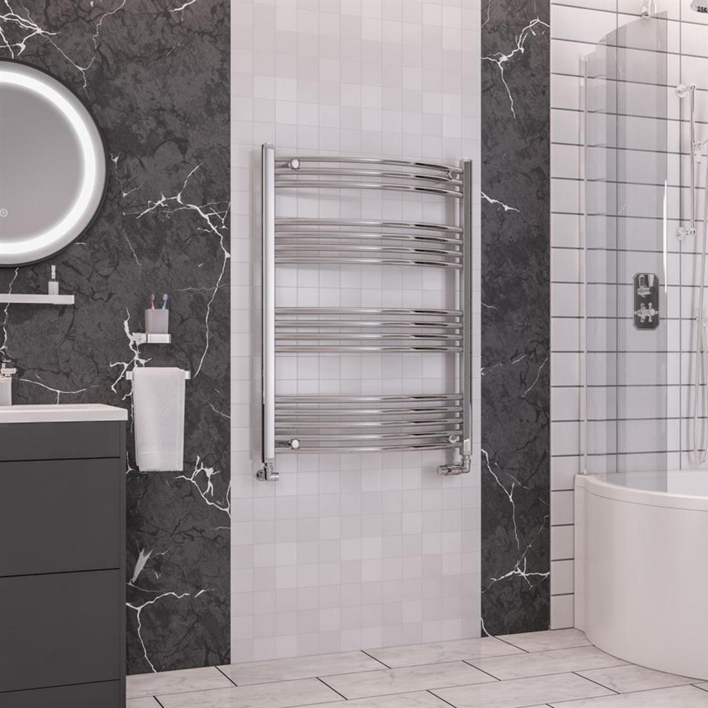 Eastbrook Wendover Curved Ladder Towel Radiator 1000mm x 750mm - Chrome - 41.0102 - TAP 'N' SHOWER