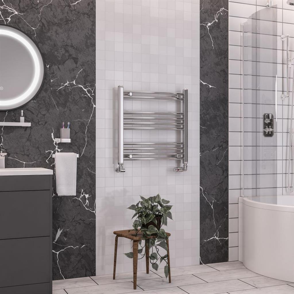 Eastbrook Wendover 600mm x 600mm Curved Ladder Towel Radiator - Chrome - 41.0108 - TAP 'N' SHOWER
