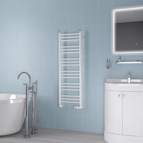 Eastbrook Biava Round 1200mm x 400mm Straight Ladder Towel Radiator - White - 41.0155 - TAP 'N' SHOWER