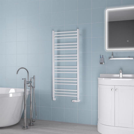 Eastbrook Biava Round 1200mm x 500mm Straight Ladder Towel Radiator - White - 41.0158 - TAP 'N' SHOWER