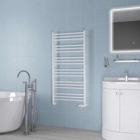Eastbrook Biava Round 1200mm x 600mm Straight Ladder Towel Radiator - White - 41.0161 - TAP 'N' SHOWER