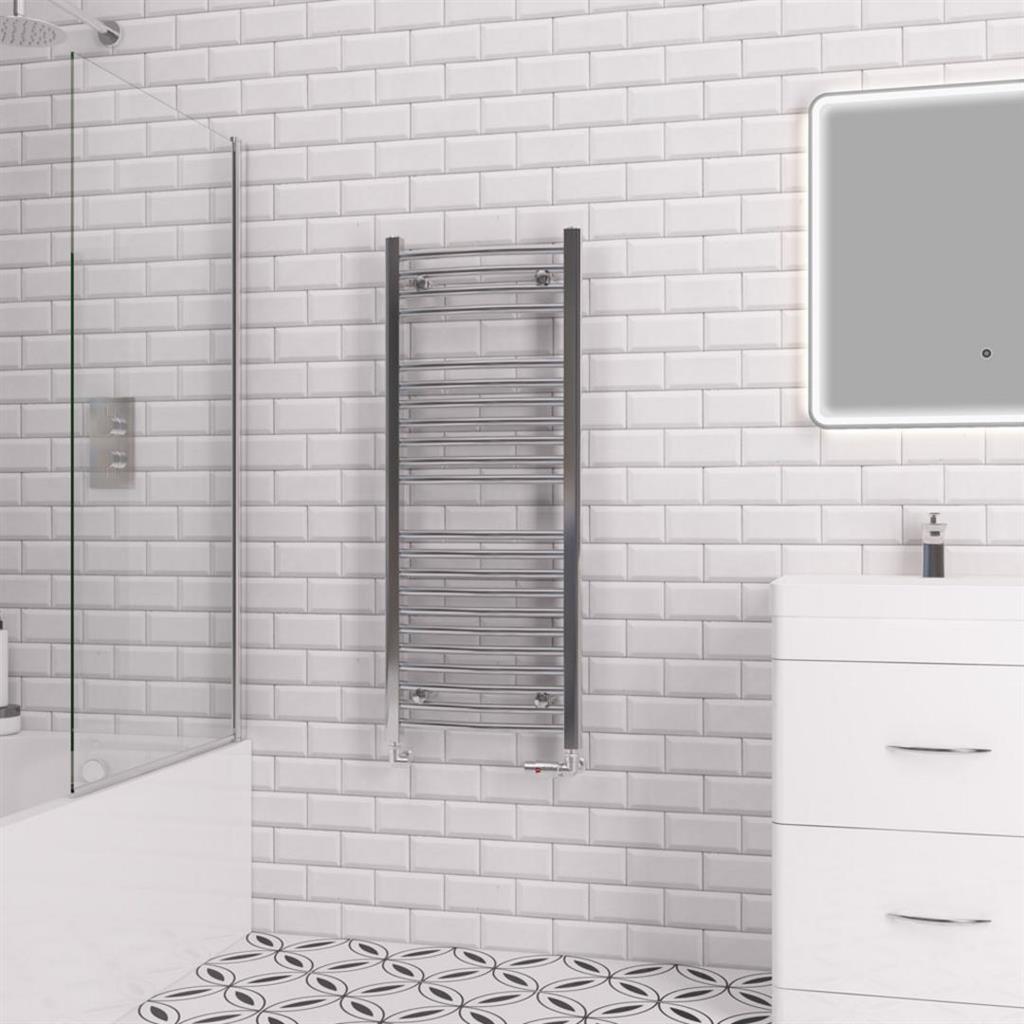 Eastbrook Biava 1118mm x 450mm Curved Ladder Towel Radiator - Chrome - 41.0292 - TAP 'N' SHOWER