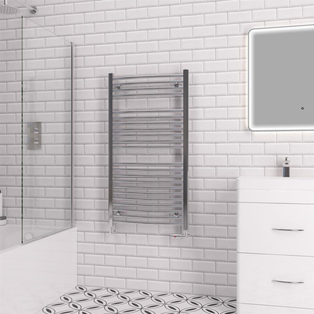 Eastbrook Biava 1118mm x 600mm Curved Ladder Towel Radiator - Chrome - 41.0293 - TAP 'N' SHOWER
